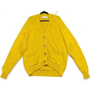Marques Almeida Cardigan Sweater Yellow XS Feather